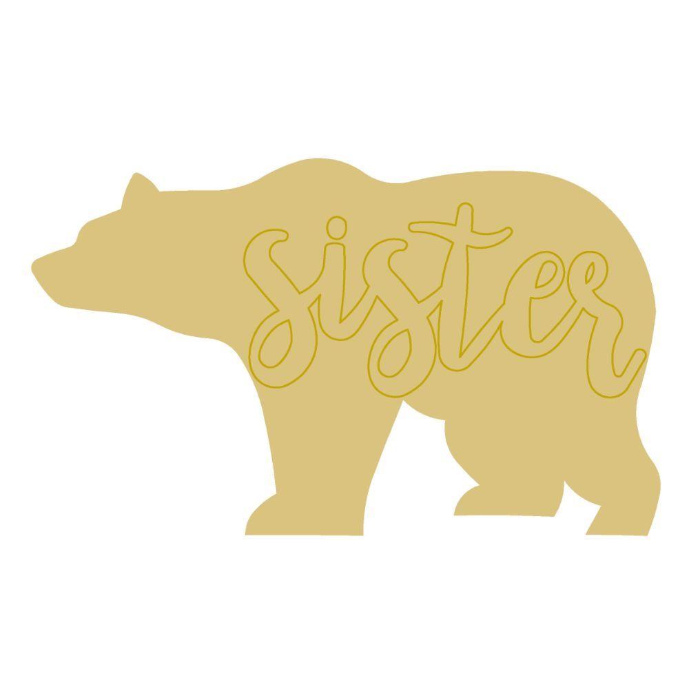 Design By Line Bear MDF Cutout Sister - Unfinished For DIY