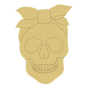 Design By Line Skull MDF CutOut With Bow - Unfinished For DIY