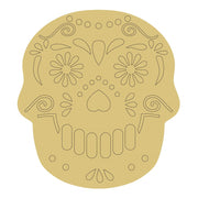 Design By Line Skull MDF Cutout Sugar Skull Floral Motifs - Unfinished For DIY