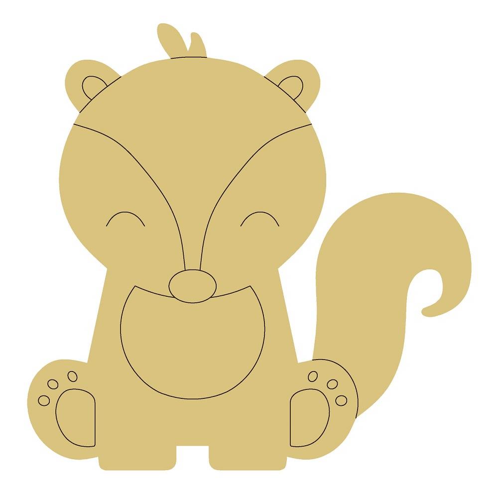 Design By Line Sitting Skunk MDF Cutout Cartoon Silhouette With Curled Tail - Unfinished For DIY