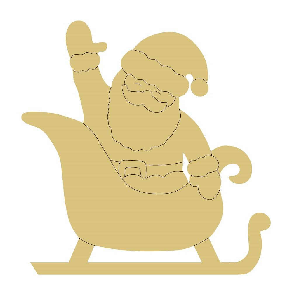 Design By Line Sleigh MDF Cutout Santa In Sleigh Silhouette - Unfinished For DIY