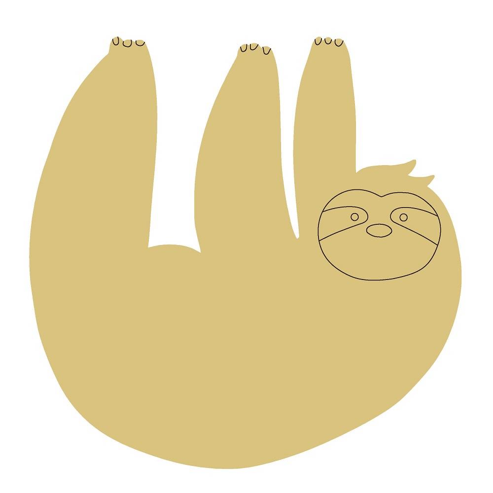 Design By Line Sloth MDF Cutout Silhouette Lying On Back - Unfinished For DIY