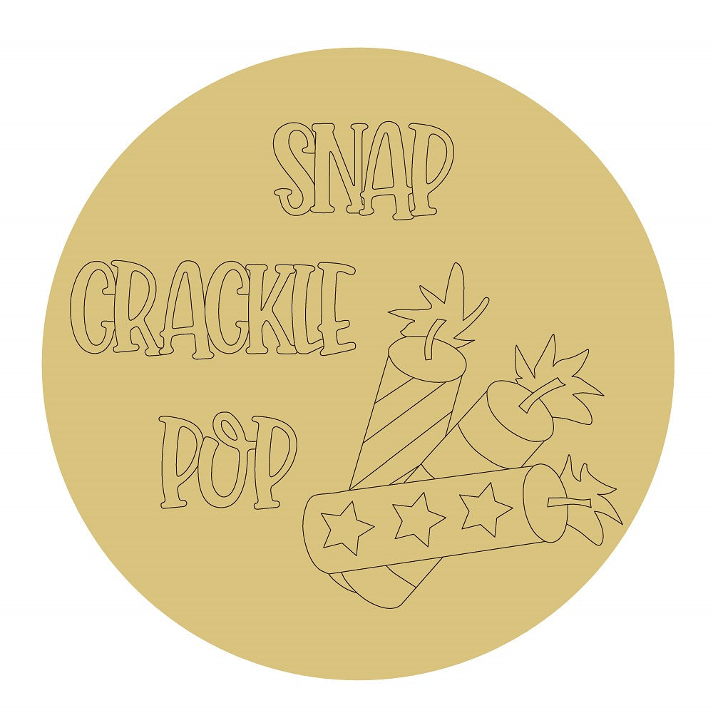 Design By Line Round FireWorks MDF Cutout Snap Crackle Pop - Unfinished For DIY