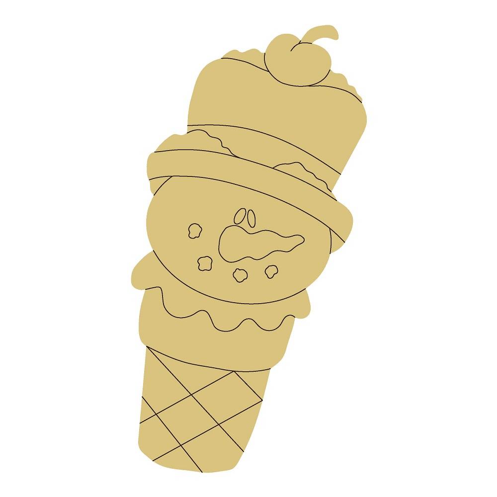 Design By Line Cone MDF Cutout Snowman Cone - Unfinished For DIY