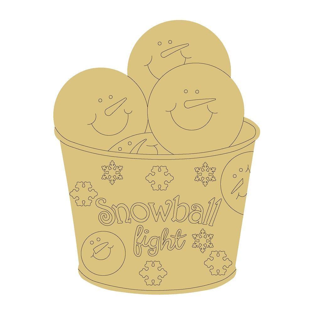 Design By Line Bucket MDF Cutout Snowball Fight - Unfinished For DIY