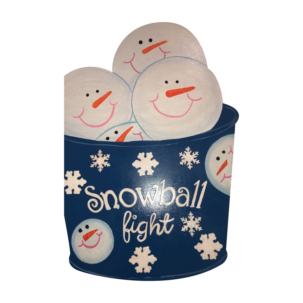 Design By Line Bucket MDF Cutout Snowball Fight - Unfinished For DIY
