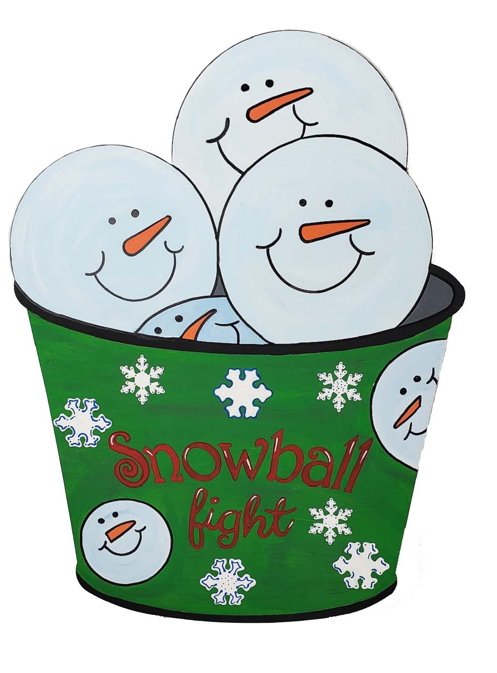 Design By Line Bucket MDF Cutout Snowball Fight - Unfinished For DIY