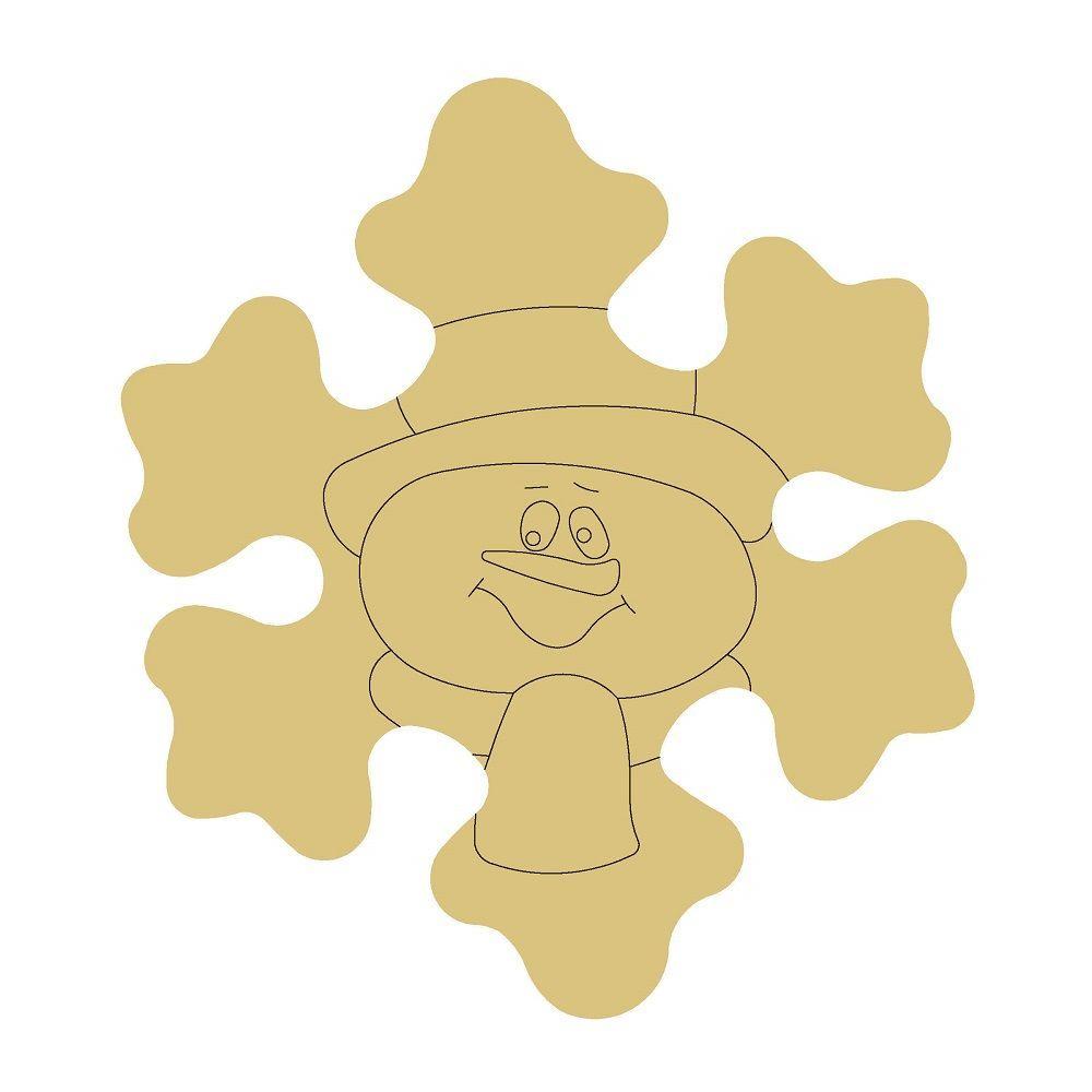 Design By Line Snowflake MDF Cutout Smiling Face With Top Hat - Unfinished For DIY