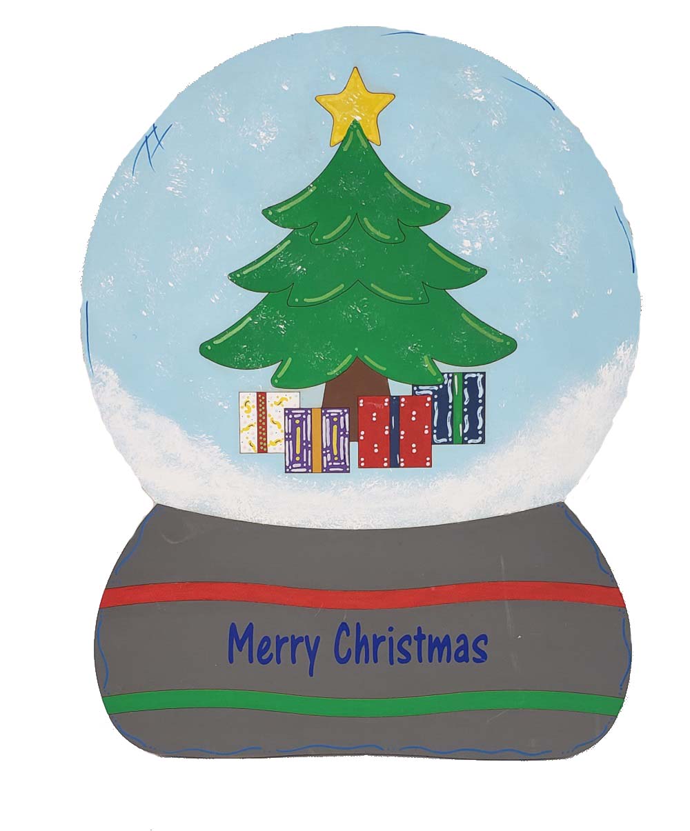 Design By Line Snow Globe MDF Cutout Christmas Tree With Presents - Unfinished For DIY