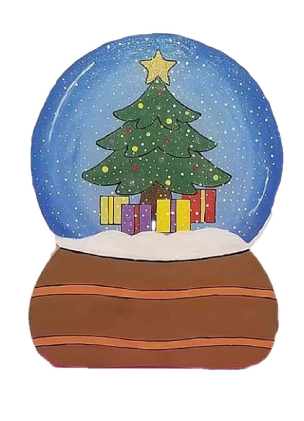 Design By Line Snow Globe MDF Cutout Christmas Tree With Presents - Unfinished For DIY