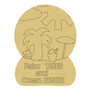 Design By Line Snow Globe MDF Cutout Palm Trees And Ocean Breeze - Unfinished For DIY