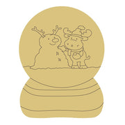 Design By Line Round MDF Cutout Moose And Snowman In Snow Globe - Unfinished For DIY