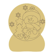 Design By Line Round MDF Cutout Snowman Snowglobe With Tree And Snowflakes - Unfinished For DIY
