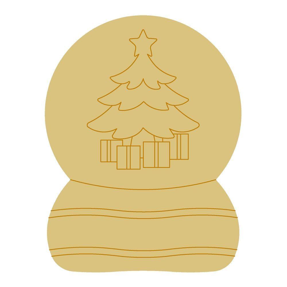 Design By Line Snow Globe MDF Cutout Christmas Tree With Presents - Unfinished For DIY