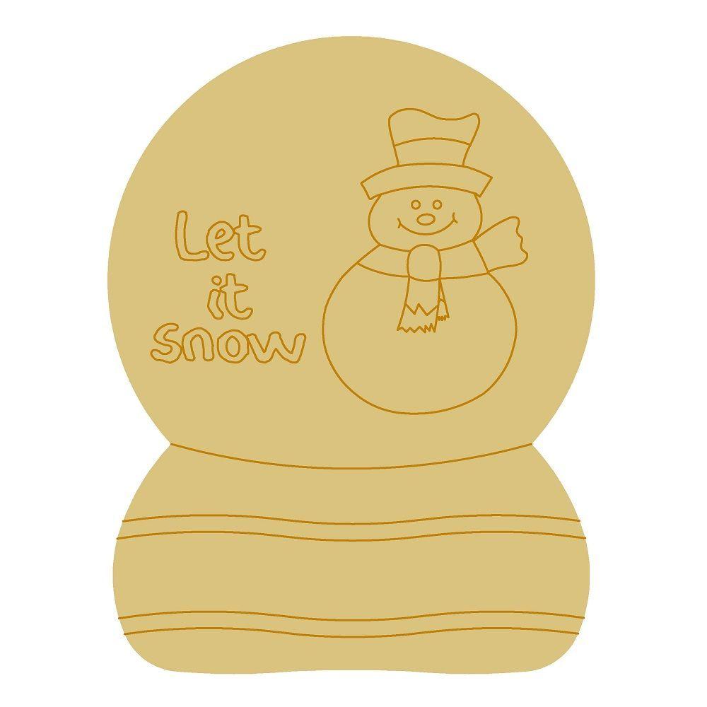 Design By Line Snow Globe MDF Cutout Let It Snow Snowman - Unfinished For DIY