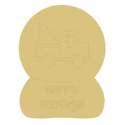 Design By Line Snow Globe MDF Cutout Truck With Christmas Tree And Happy Holidays - Unfinished For DIY