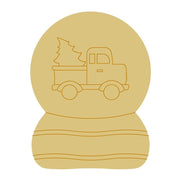 Design By Line Snow Globe MDF Cutout Truck Carrying Christmas Tree - Unfinished For DIY