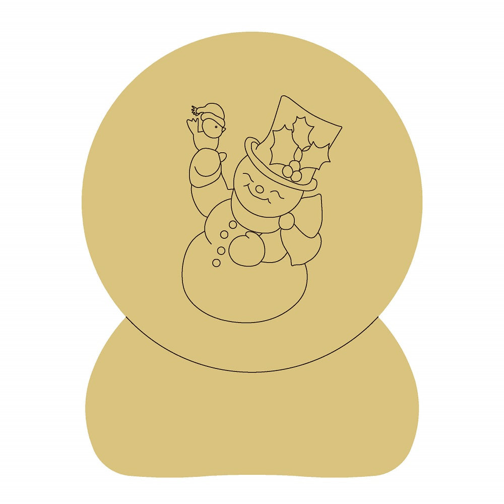 Design By Line Round MDF Cutout Snowman Snowglobe - Unfinished For DIY