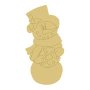 Design By Line Snowman MDF Cutout With Top Hat And Scarf Holding Wreath - Unfinished For DIY