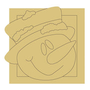 Design By Line Square MDF Cutout Snowman With Hat - Unfinished For DIY
