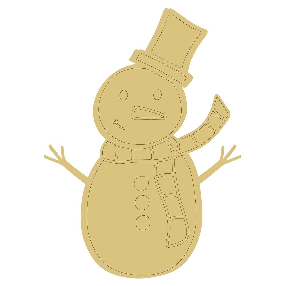Design By Line Snowman MDF Cutout Top Hat And Scarf Silhouette - Unfinished For DIY
