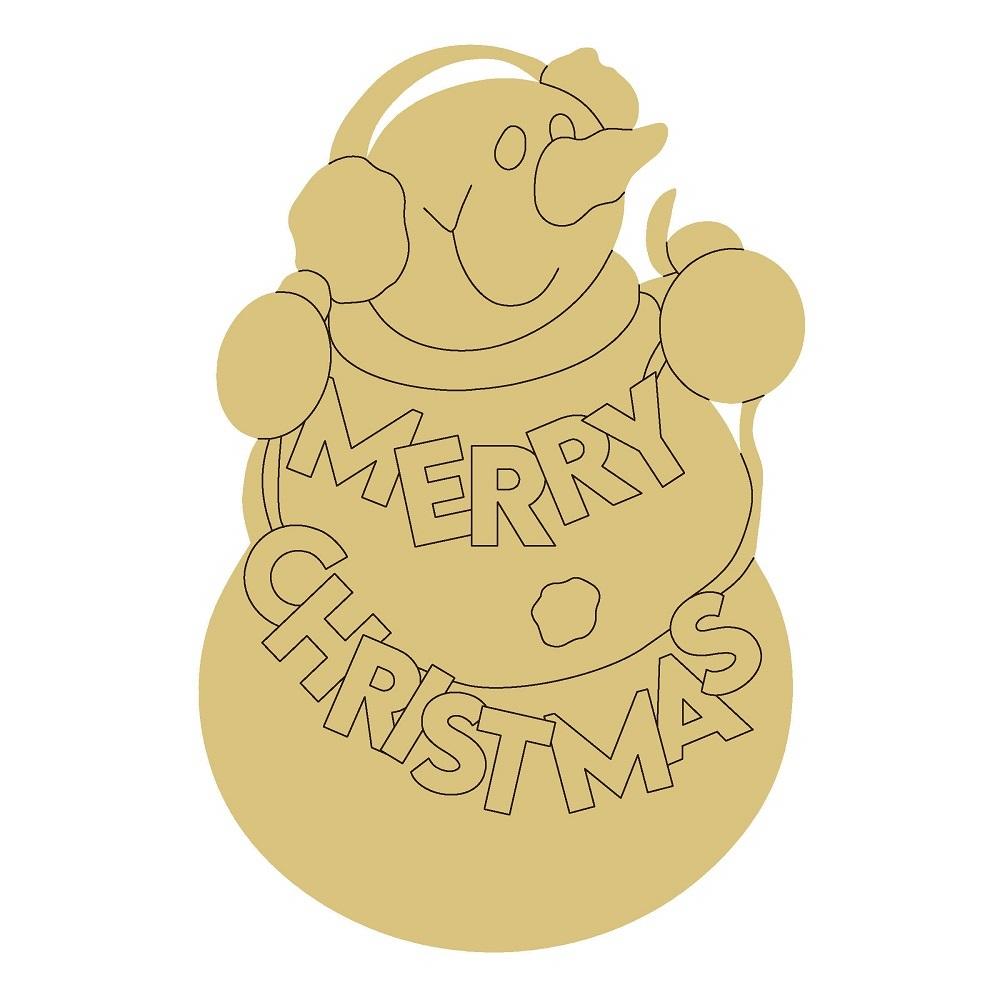 Design By Line Snowman MDF Cutout Merry Christmas - Unfinished For DIY
