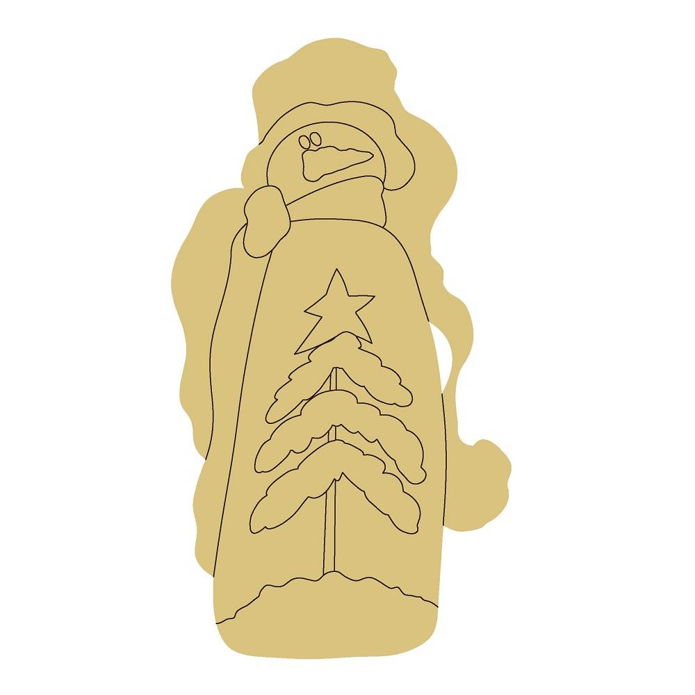 Design By Line Snowman MDF Cutout With Tree on the Belly - Unfinished For DIY