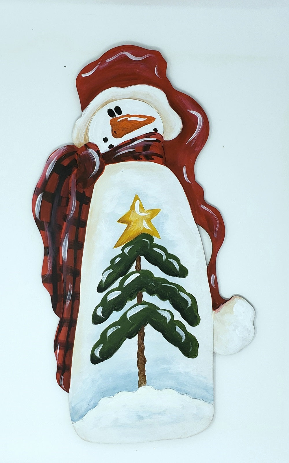 Design By Line Snowman MDF Cutout With Tree on the Belly - Unfinished For DIY