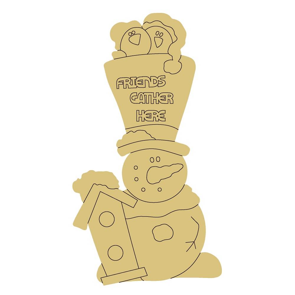 Design By Line Snowman MDF Cutout Friends Gather Here - Unfinished For DIY