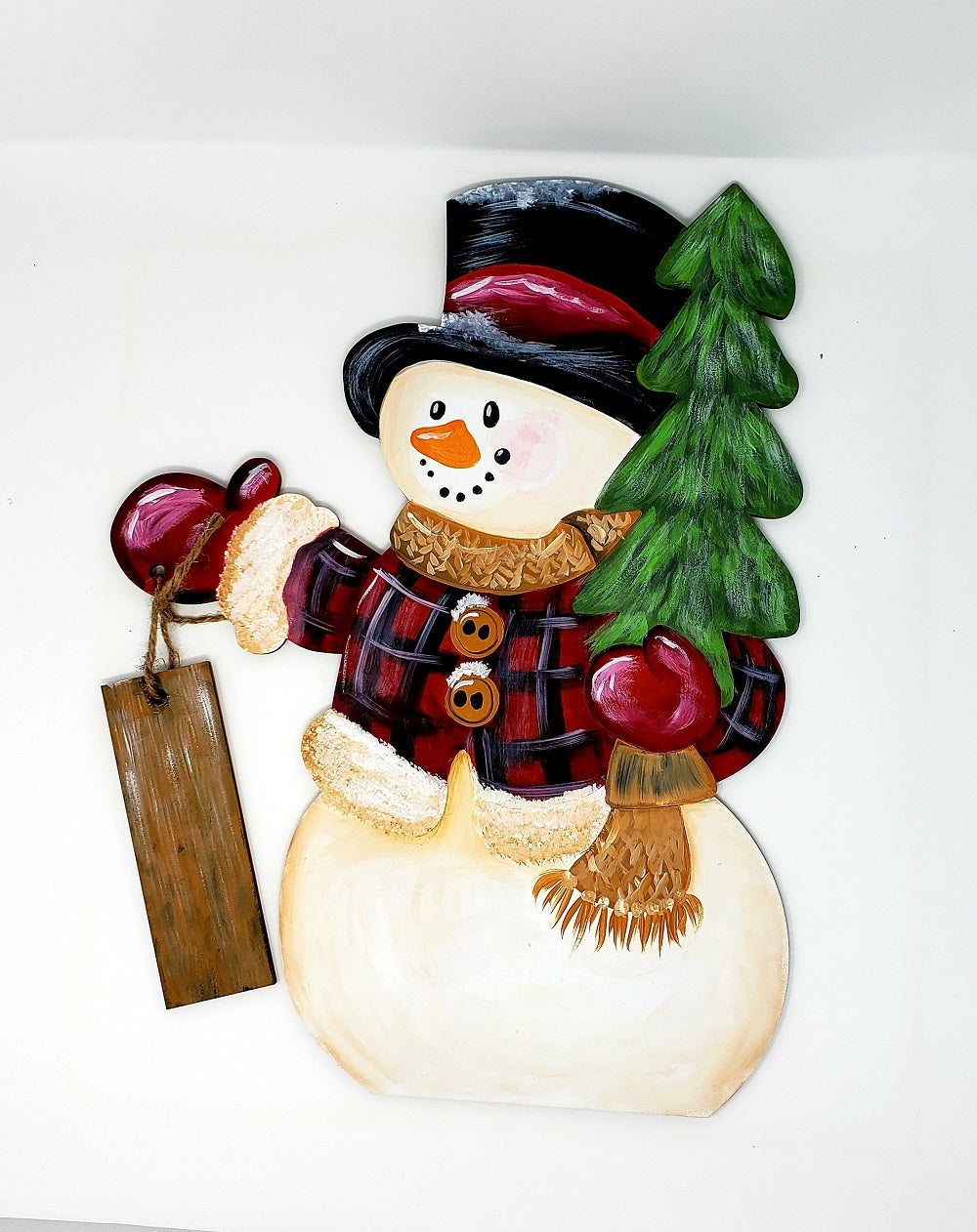 Design By Line Snowman MDF Cutout Snowman And Pine Tree and Tag - Unfinished For DIY