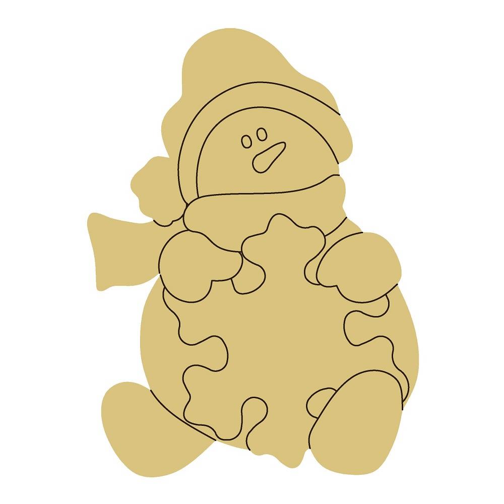 Design By Line Snowman MDF Cutout With Scarf - Unfinished For DIY