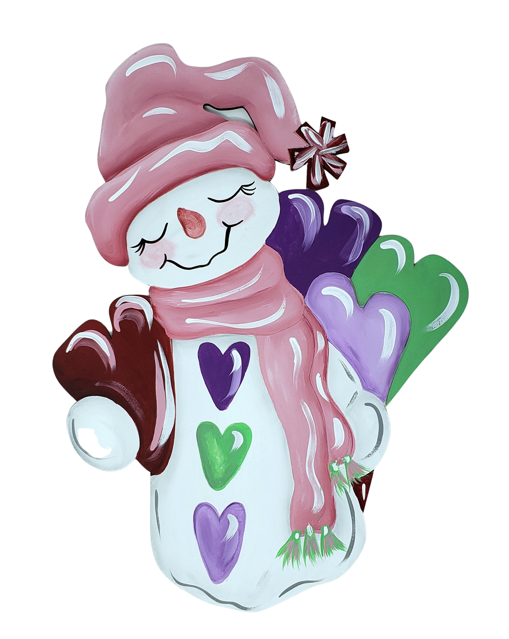 Design By Line Snowman MDF Cutout Heart Details On Coat With Scarf - Unfinished For DIY