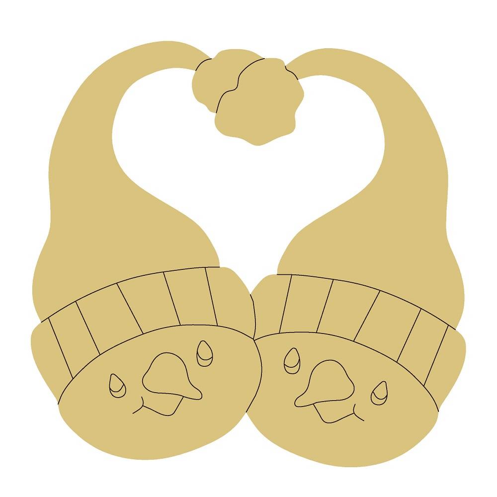 Design By Line Snowman Duo MDF Cutout Heart Shaped Hats - Unfinished For DIY
