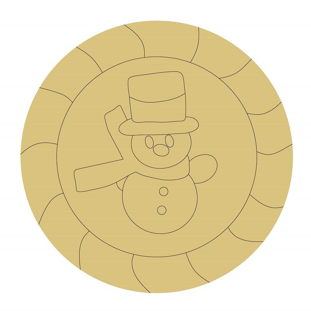 Design By Line Round MDF Cutout Snowman - Unfinished For DIY