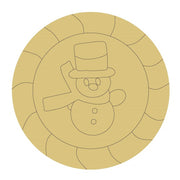 Design By Line Round MDF Cutout Snowman - Unfinished For DIY
