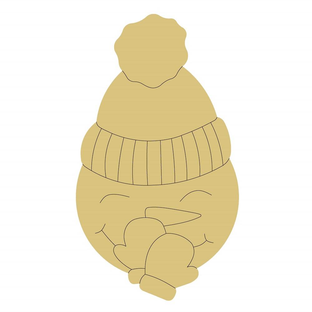 Design By Line Snowman MDF Cutout With Knit Hat And Scarf - Unfinished For DIY