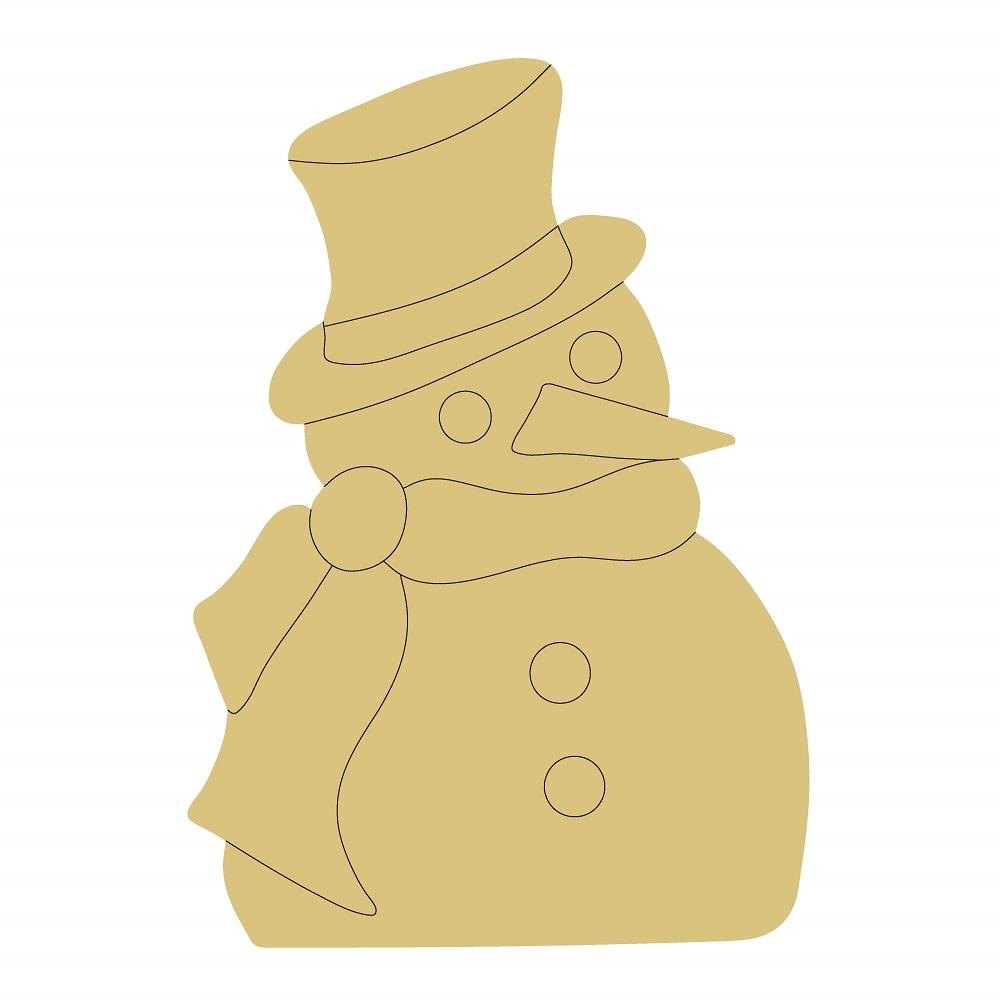 Design By Line Snowman MDF Cutout With Top Hat And Scarf - Unfinished For DIY