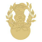 Design By Line Snowman MDF Cutout With A In Holly Wreath - Unfinished For DIY