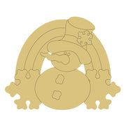 Design By Line Round MDF Cutout Snowman And Rainbow With Snowflakes - Unfinished For DIY