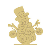 Design By Line Snowman MDF Cutout With Top Hat And Bow Tie And Snow Letter Ornaments - Unfinished For DIY