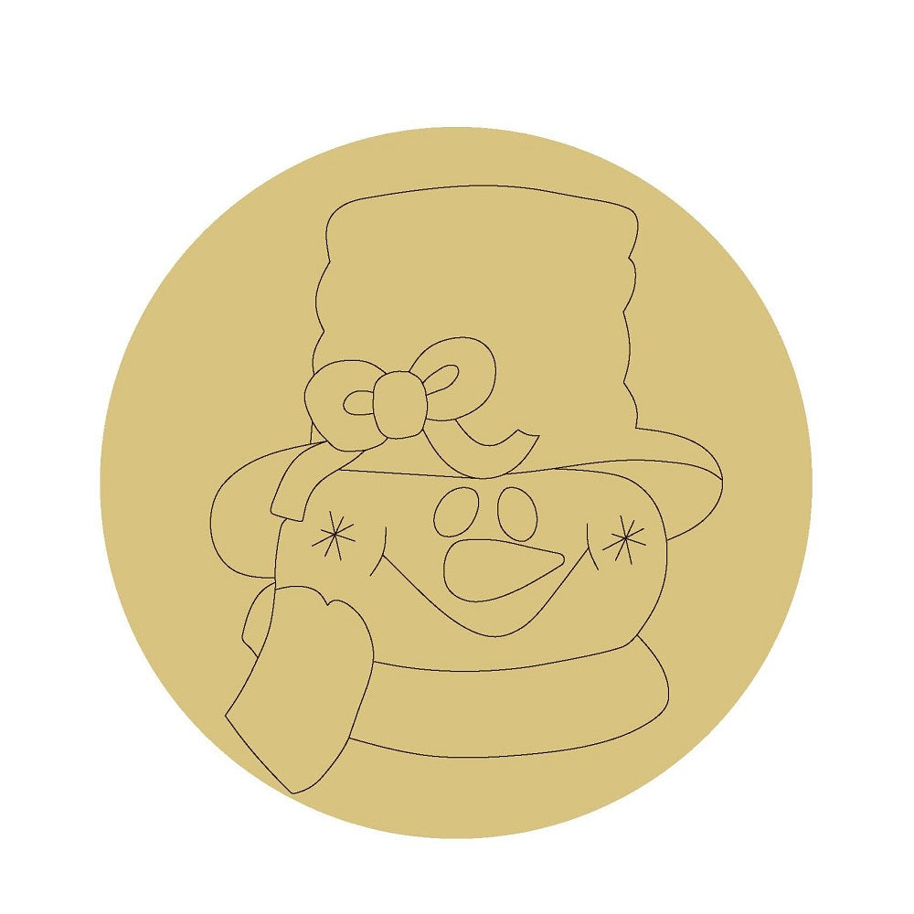 Design By Line Round MDF Cutout Snowman With Hat and Scarf - Unfinished For DIY