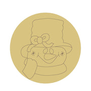 Design By Line Round MDF Cutout Snowman With Hat and Scarf - Unfinished For DIY