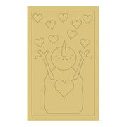 Design By Line Rectangle MDF Cutout Snowman With Hearts - Unfinished For DIY
