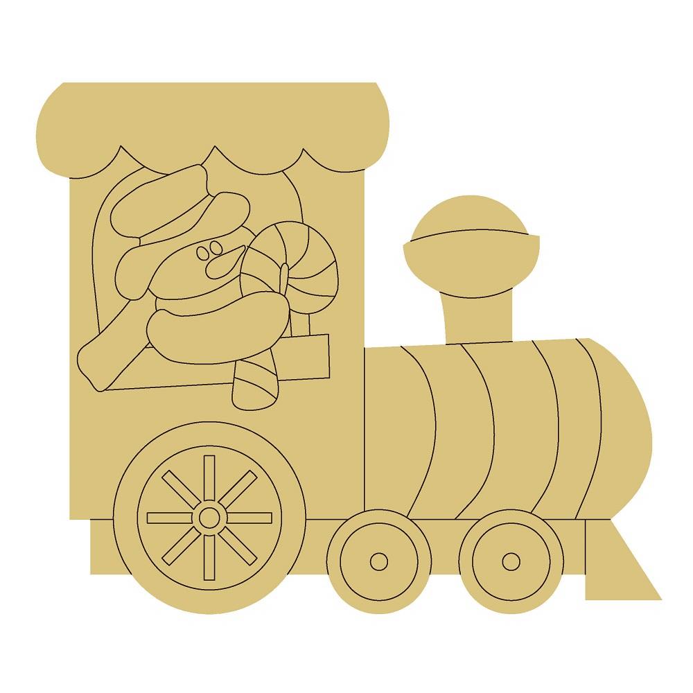 Design By Line Locomotive MDF Cutout Snowman Train - Unfinished For DIY