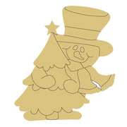 Design By Line Snowman Tree MDF Cutout Snowman Hugging Christmas Tree - Unfinished For DIY
