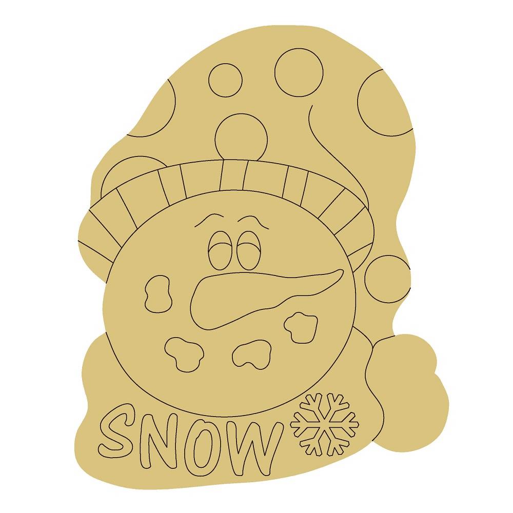 Design By Line Snowman Head MDF Cutout Snow Snowflake - Unfinished For DIY