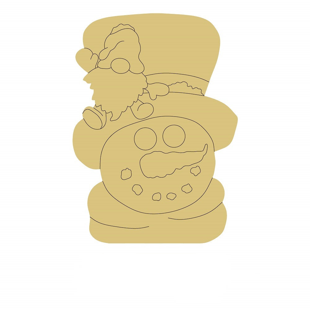 Design By Line Snowman MDF Cutout Head With Hat And Button Details - Unfinished For DIY