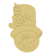 Design By Line Snowman Head MDF Cutout Top Hat With Laurel Sprig - Unfinished For DIY