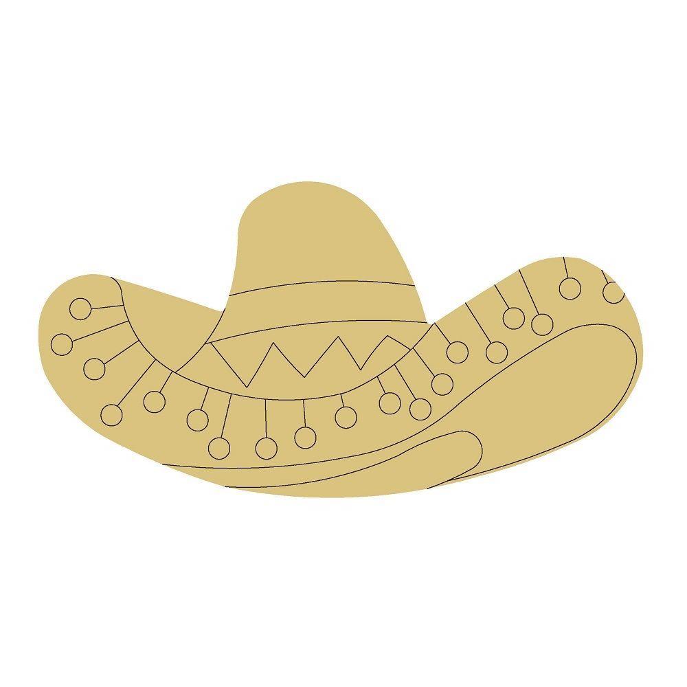 Design By Line Sombrero MDF Cutout Dotted Rim Border And Zigzag Band - Unfinished For DIY