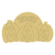 Design By Line Three Pumpkins MDF Cutout Word Spooky - Unfinished For DIY
